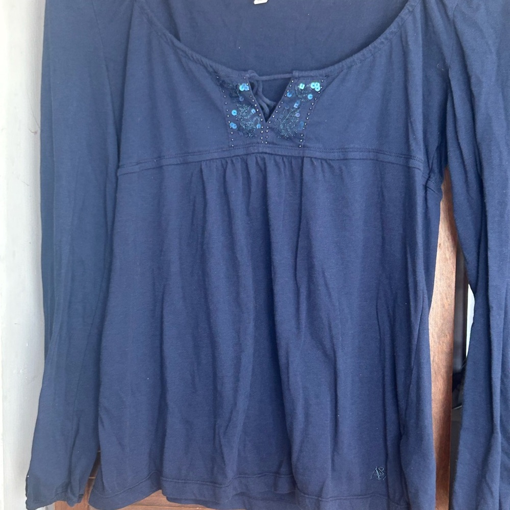 Aeropostale Dark Blue Sequin Blouse